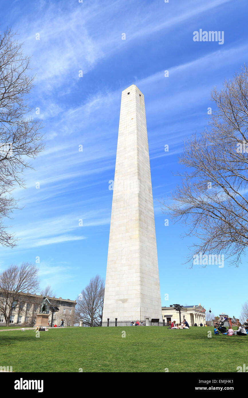 Bunker hill Monument en Boston, Massachusetts. El Freedom Trail de Boston. Foto de stock