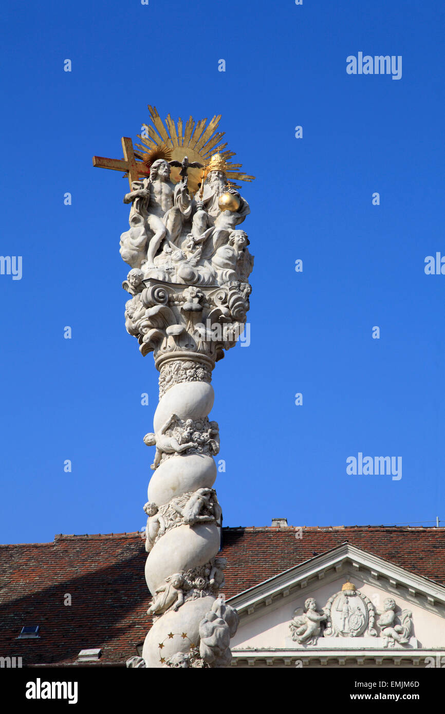 Hungría, Sopron, Columna de la Santísima Trinidad, Foto de stock