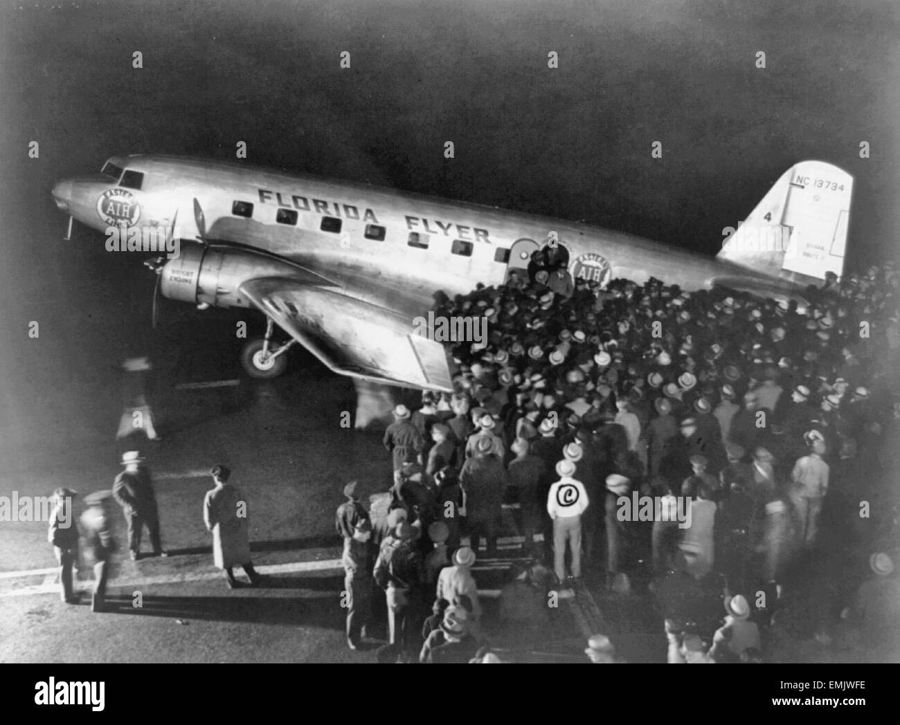 Florida Flyer llega al aeropuerto de Newark 1934 Foto de stock