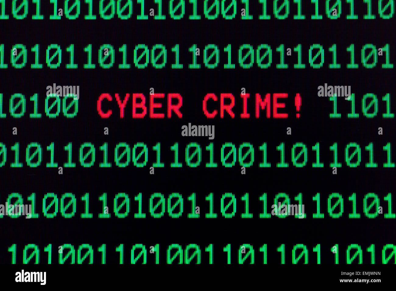 La delincuencia cibernética mensaje en pantalla de ordenador Foto de stock
