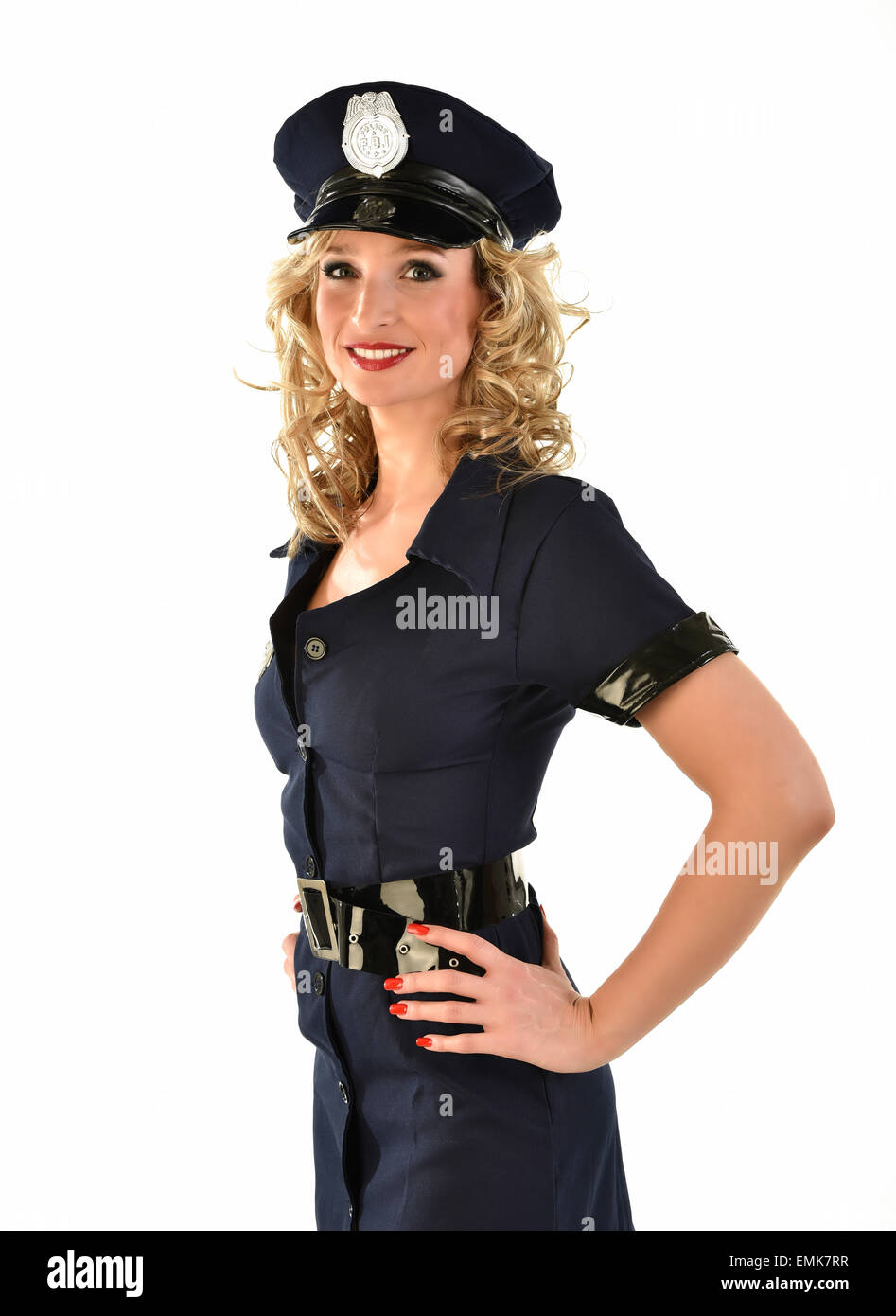 Mujer Policía en uniforme de la policía americana, traje Foto de stock