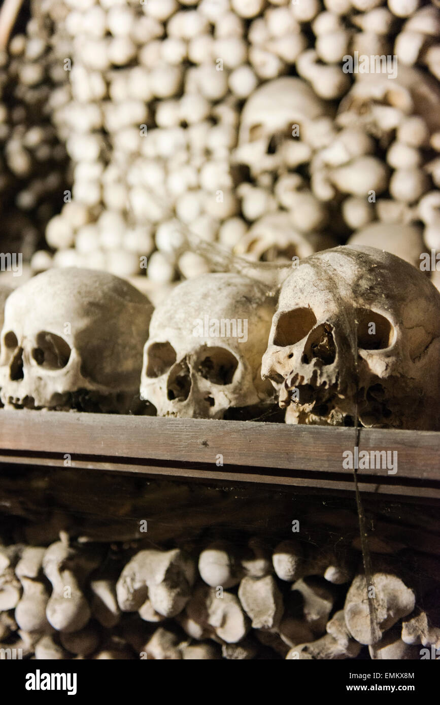 El osario Sedlec se calcula que contienen los huesos de más de 40.000 personas, víctimas de la Peste Negra y las guerras husitas. Foto de stock