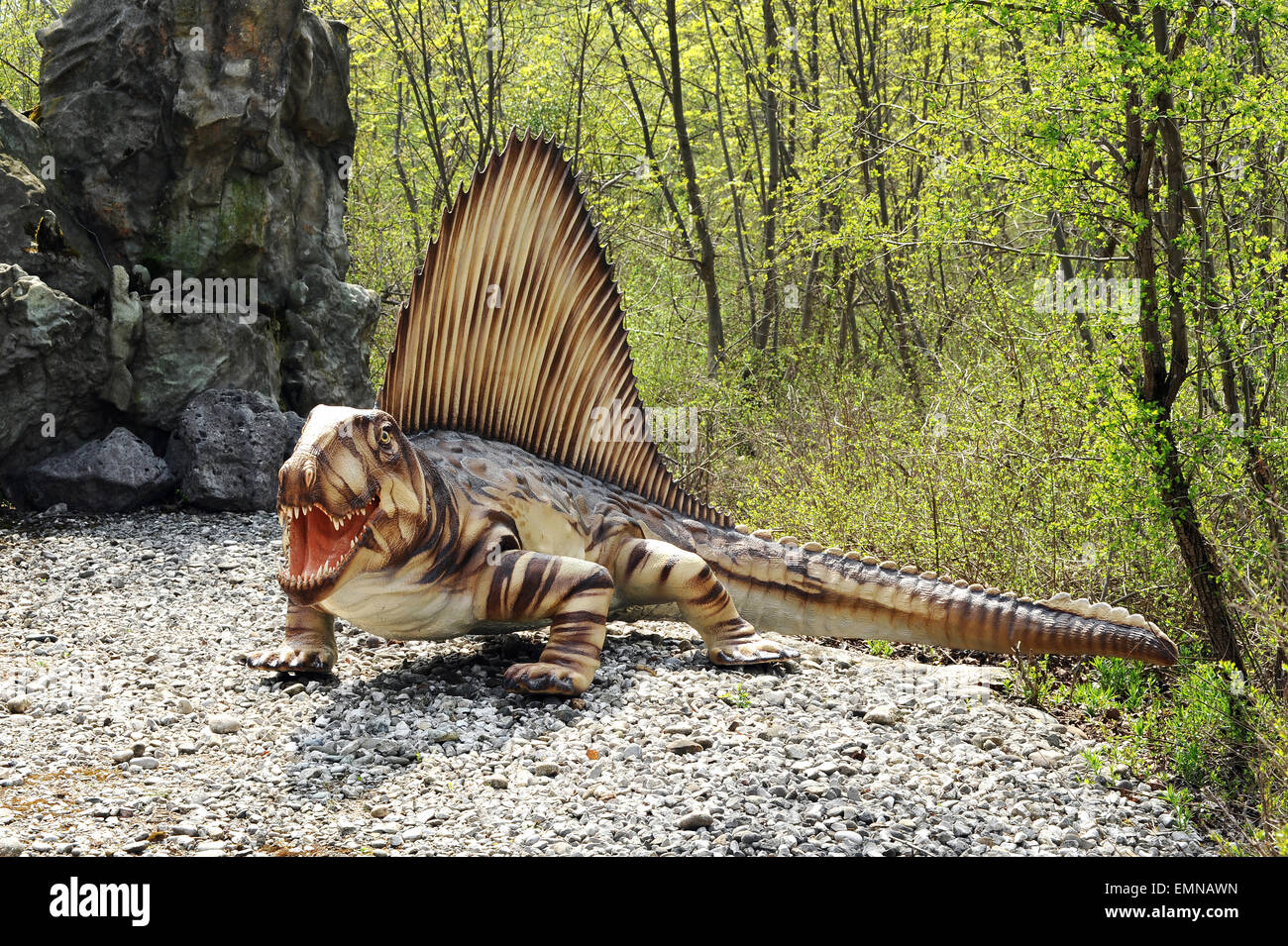 Modelo del extinto dinosaurio Dimetrodon Foto de stock