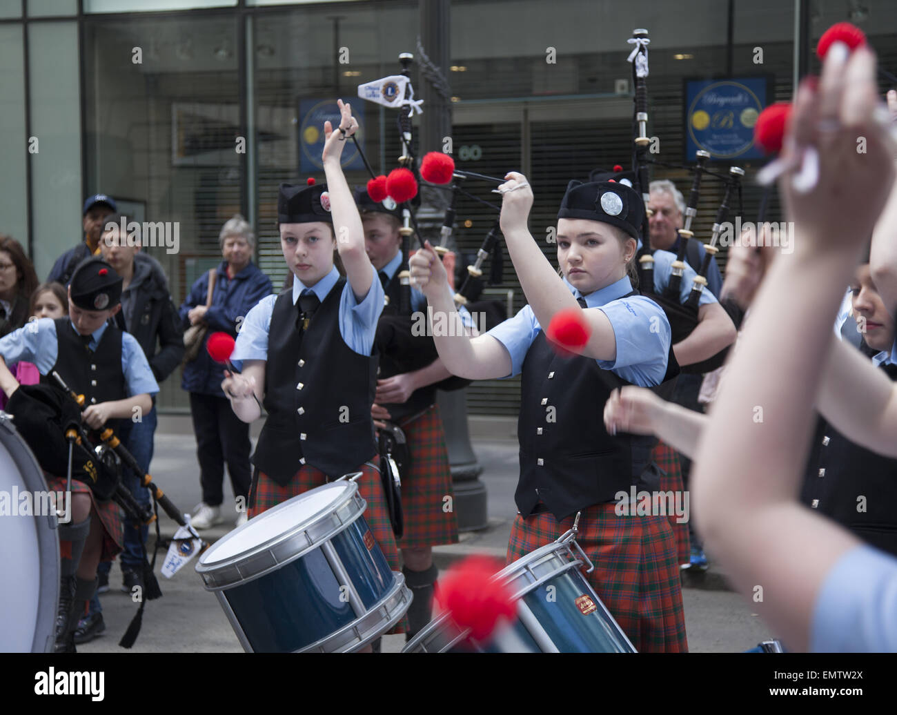 El desfile anual de tartán escocés todo se celebra en la Ciudad de Nueva York en la primavera de cada año. Foto de stock
