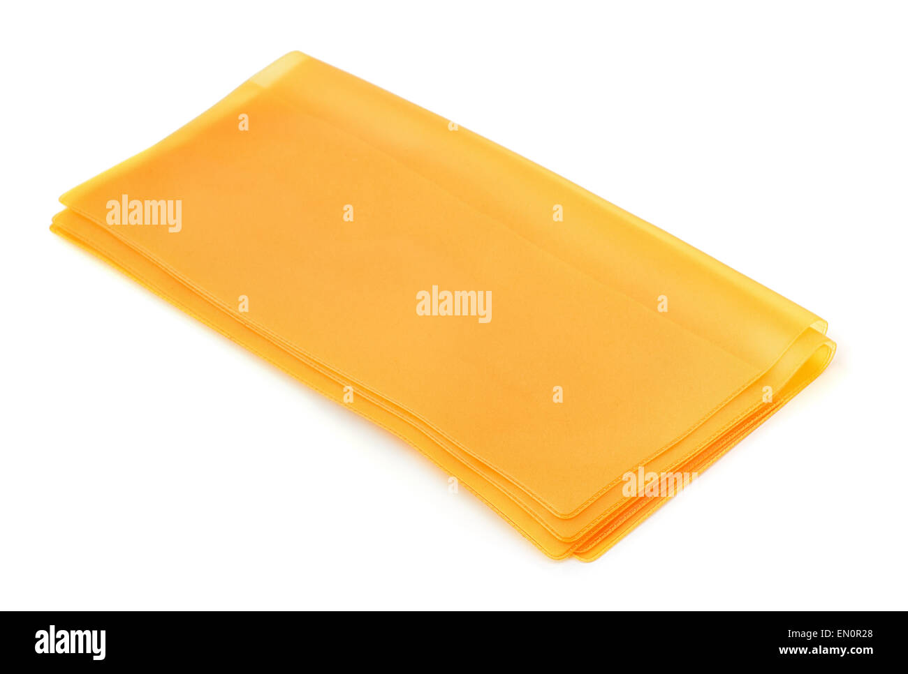 Documento plástico cubre aislado en blanco Foto de stock