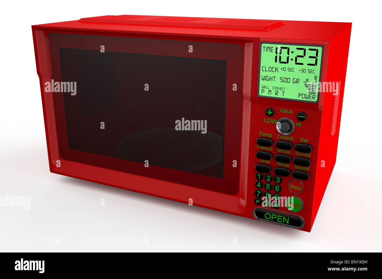 Horno microondas aislado rojo sobre fondo blanco Fotografía de stock - Alamy
