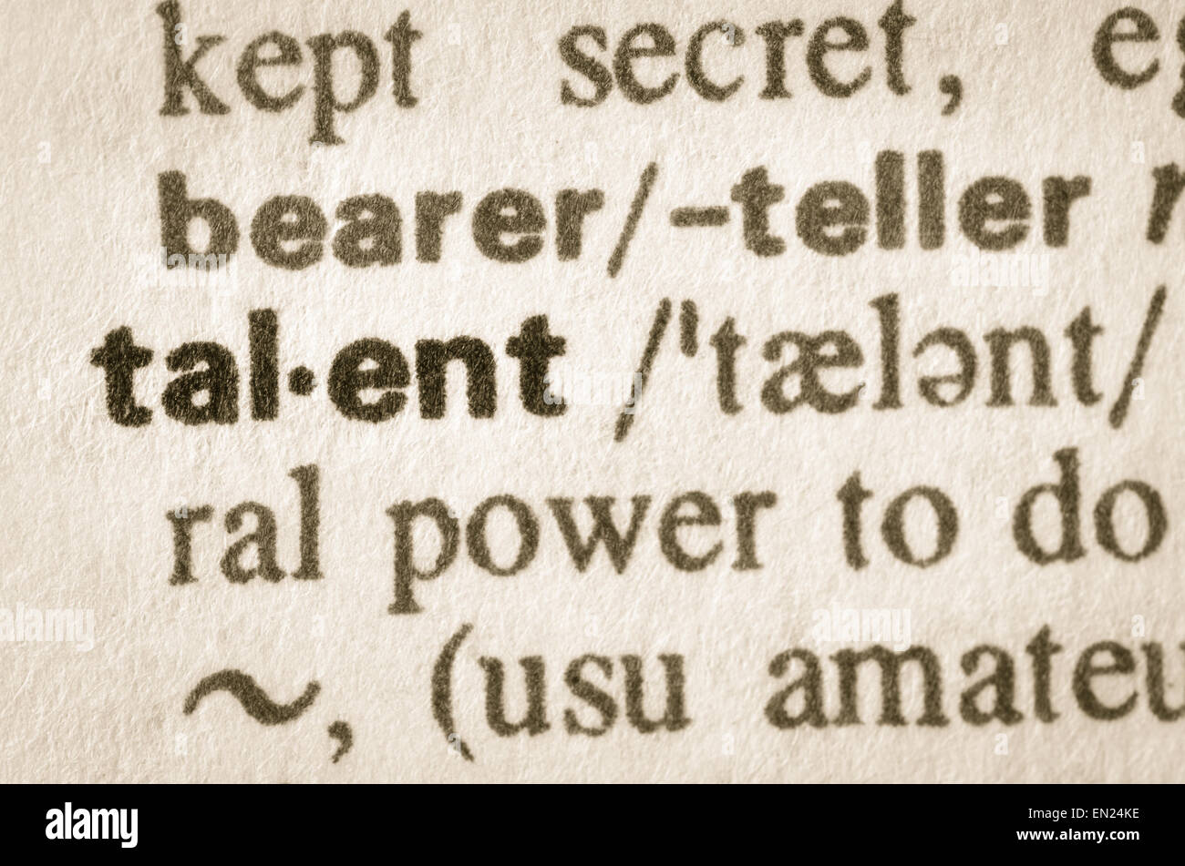 Definición de la palabra en el diccionario de talentos Foto de stock