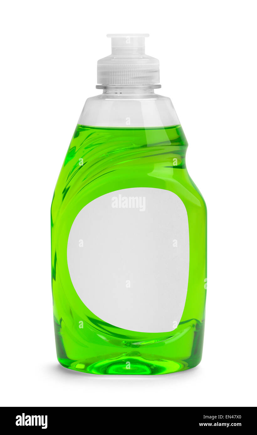 Botella pequeña de jabón líquido verde aislado sobre un fondo blanco  Fotografía de stock - Alamy
