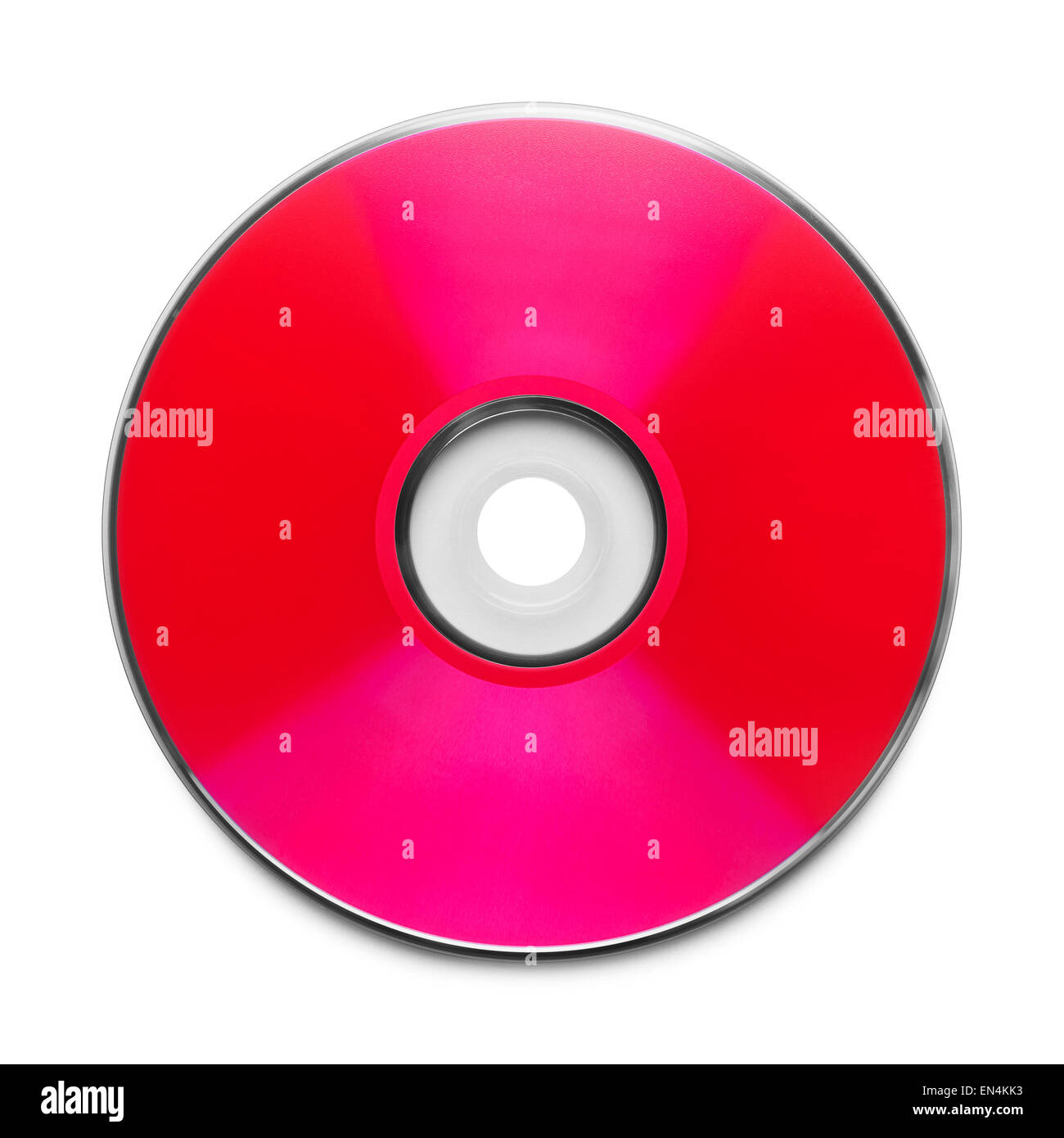CD rojo con copia espacio aislado sobre un fondo blanco. Foto de stock