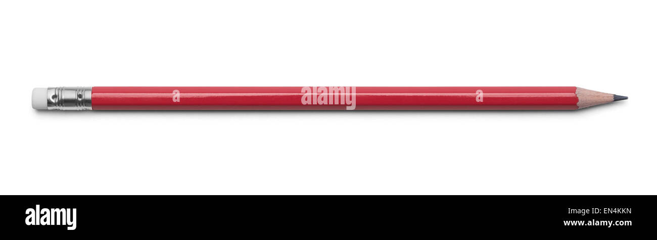 Número 2 lápiz rojo aislado sobre un fondo blanco. Foto de stock