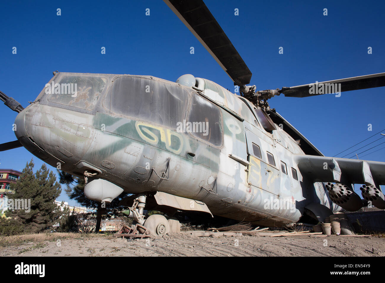 Helicóptero Mil Mi-24 ruso Foto de stock