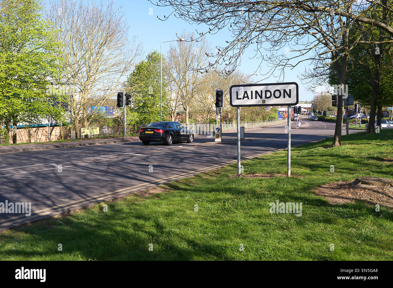Basildon Essex - La señal de carretera para Laindon en Basildon, Essex. Foto de stock