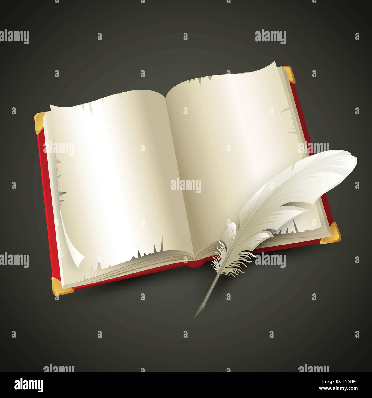 Dibujo De Libro Abierto Con La Ilustración De Plumas. Ilustraciones svg,  vectoriales, clip art vectorizado libre de derechos. Image 11505344