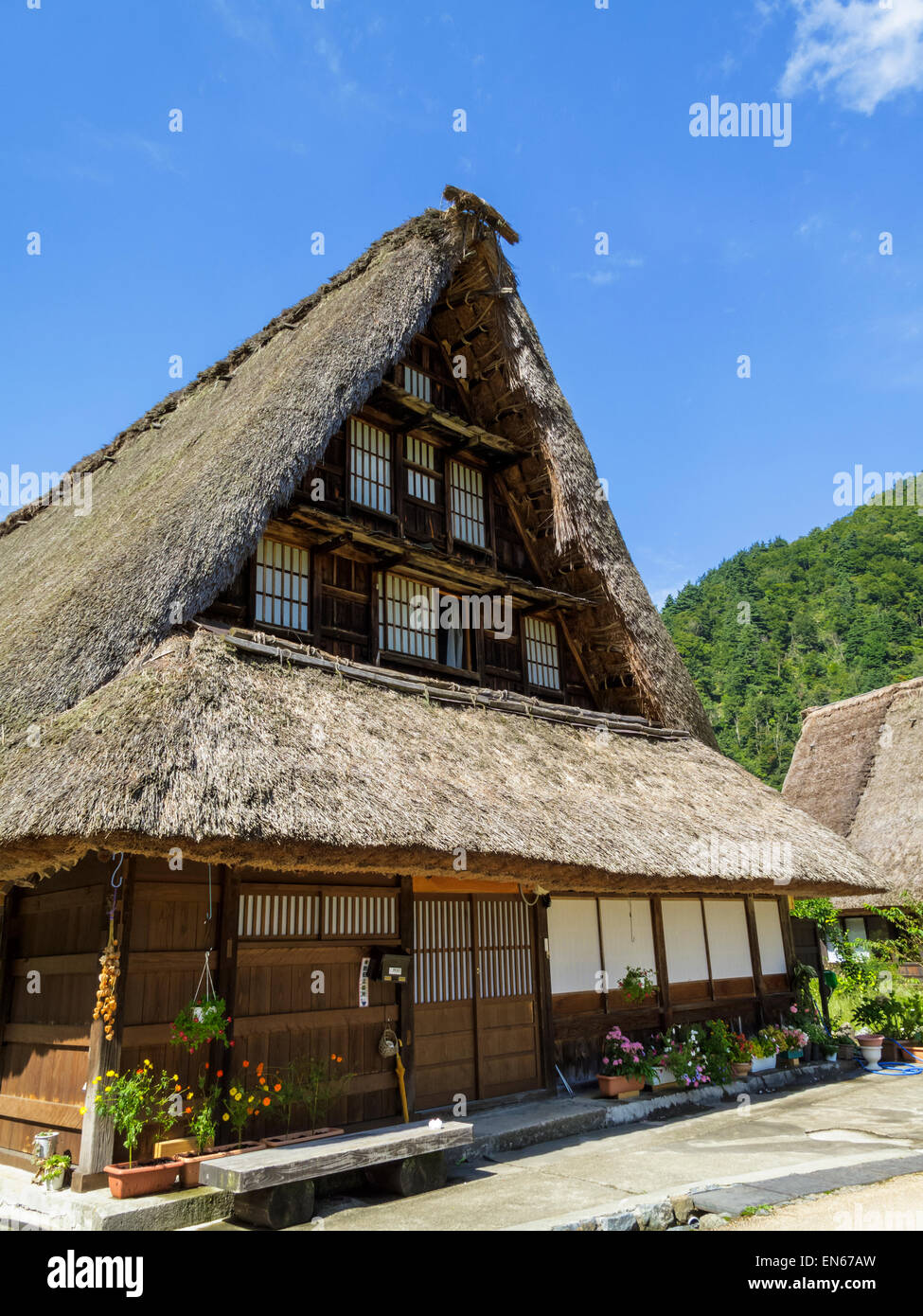 Bonitas casas de madera son la razón por la cual el sitio del Patrimonio  Mundial de la UNESCO en Shirakawa-go, Japón. Casa de estilo tradicional,  japonés gassho zukuri casas Fotografía de stock -