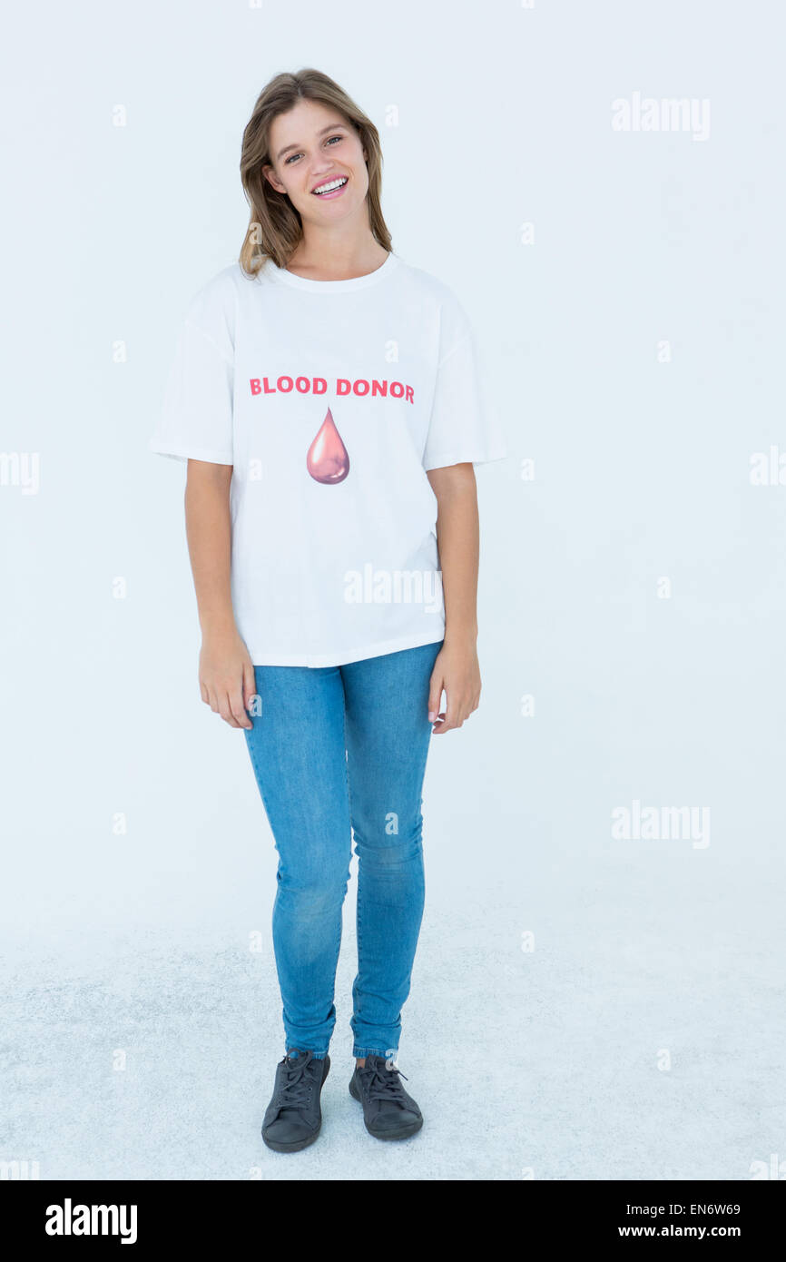 Donantes de Sangre en la cámara sonriente Foto de stock