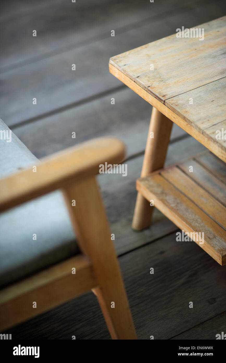 Detalle de diseño interior retro cool muebles de madera Foto de stock