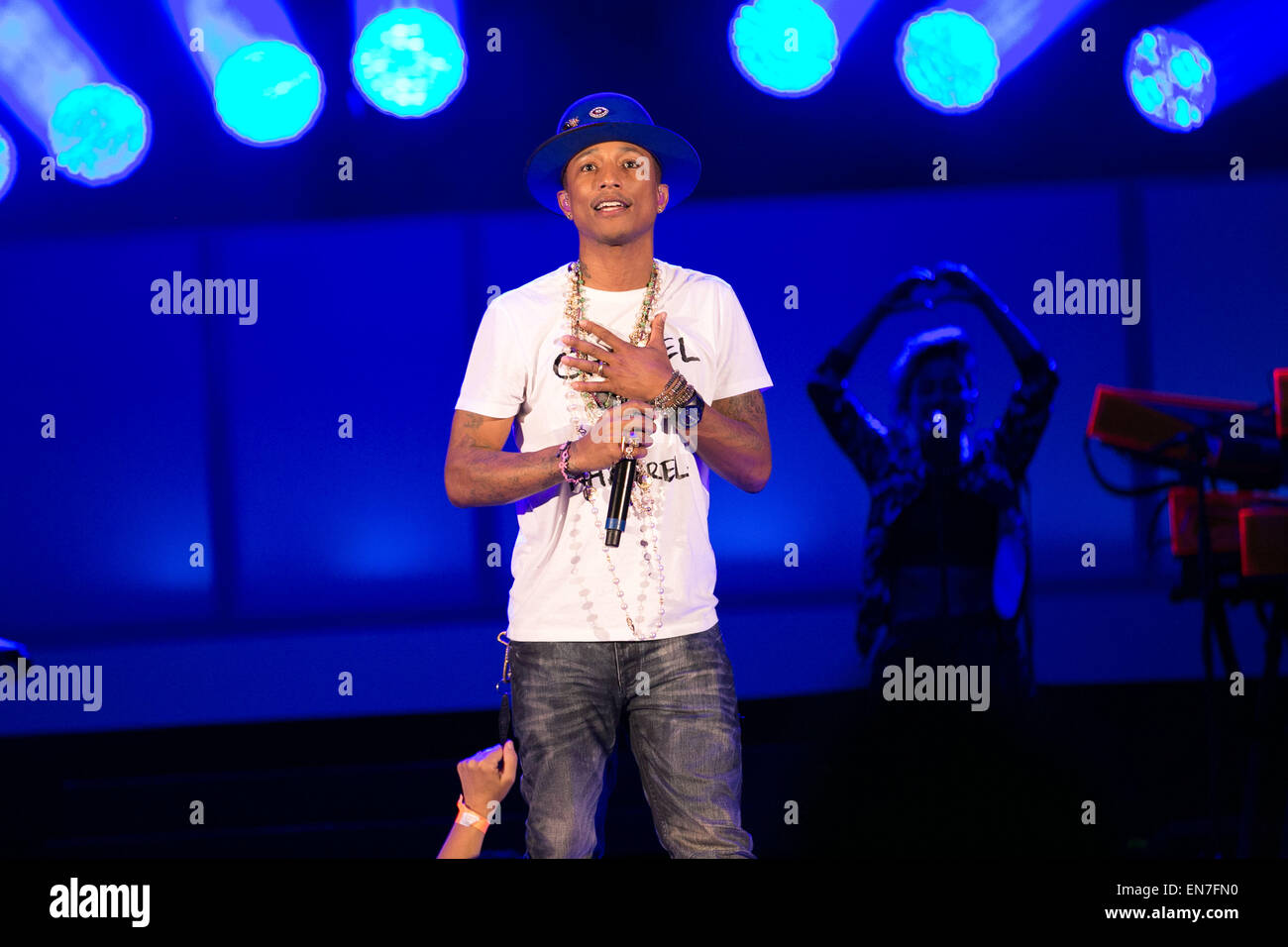 Celebridades actuarán en el escenario podemos sobrevivir durante 2014 en el Hollywood Bowl con: Pharrell Williams, donde: Beverly Hills, California, Estados Unidos Cuándo: 25 Oct 2014 Foto de stock