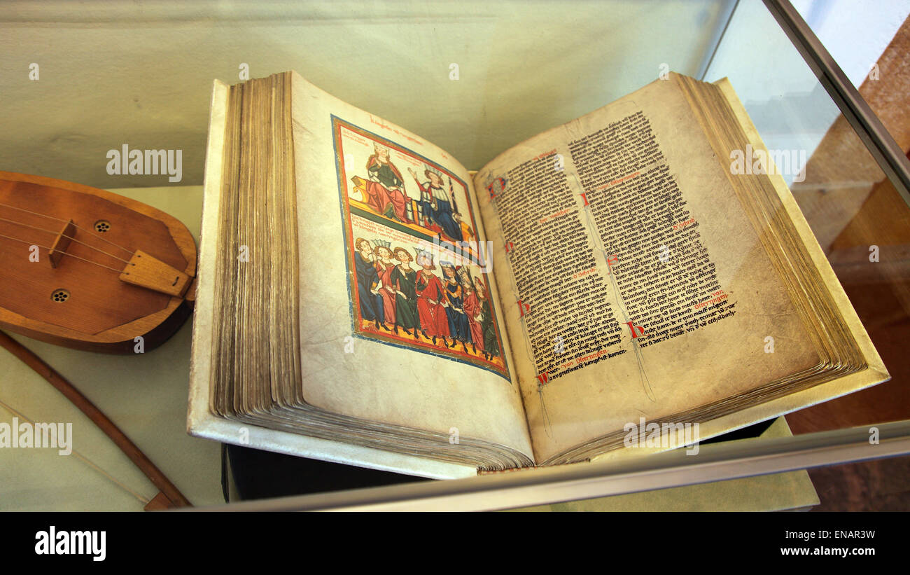 Manesse manuscrito en el castillo Wartburg Foto de stock