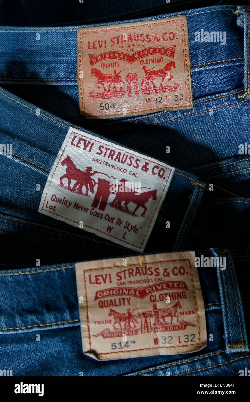 Levi Strauss y pantalones vaqueros Fotografía de stock -
