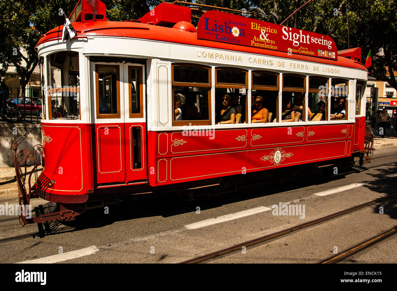 Tranvía histórico, tranvía, tranvía, Lisboa, Portgal Foto de stock