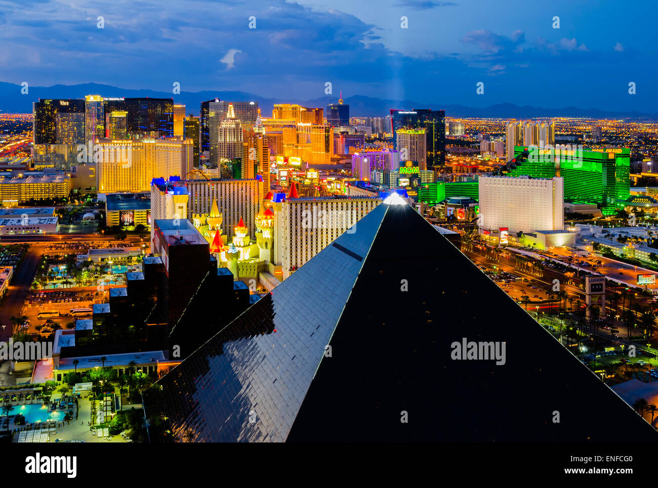 Una vista aérea de la Strip de Las Vegas. Foto de stock
