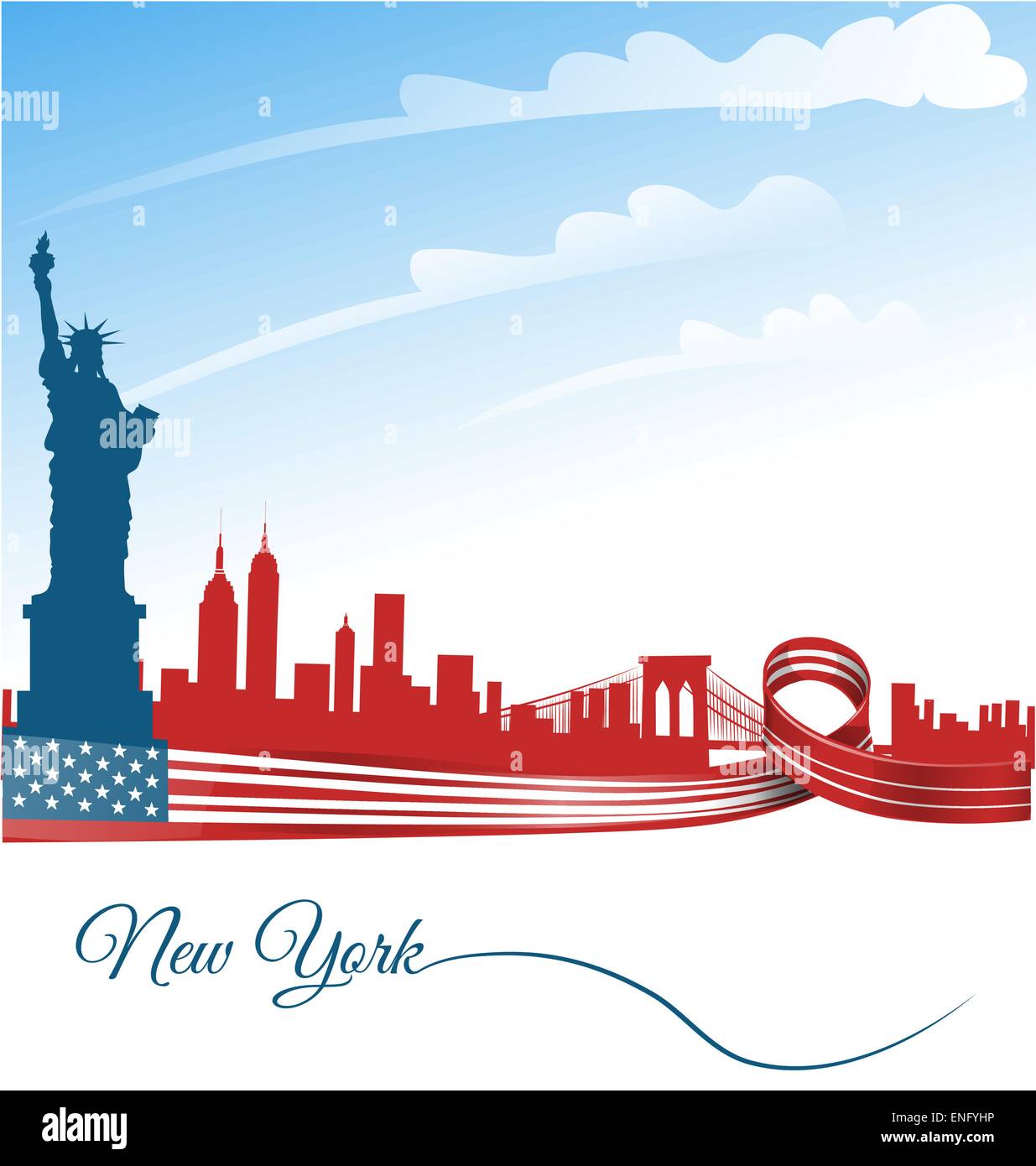 Antecedentes En la ciudad de Nueva York la bandera de EE.UU Ilustración del Vector