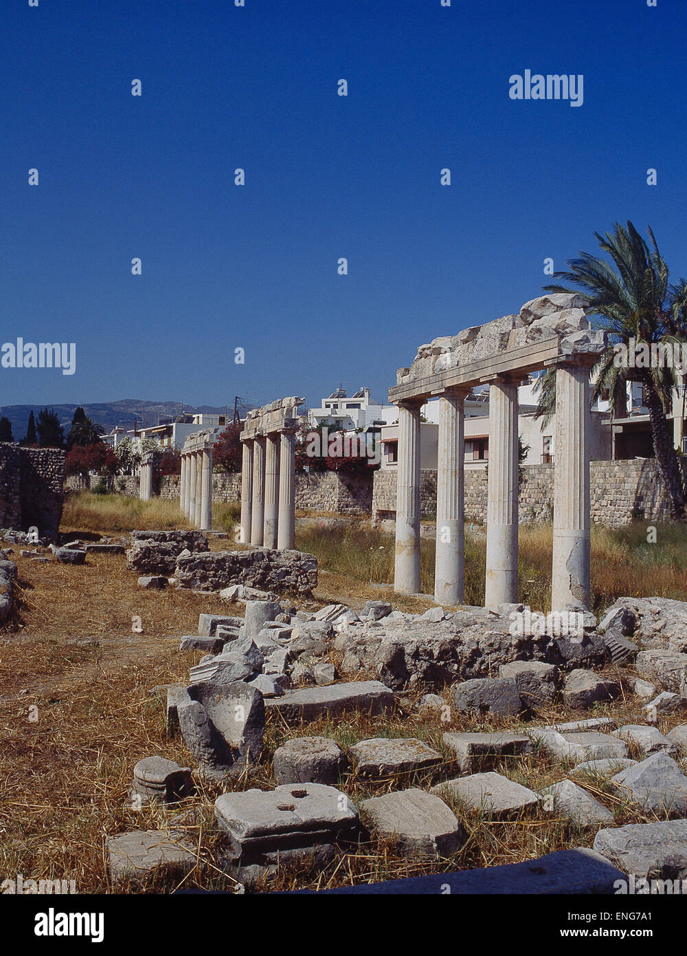 Griechenland, Dodekanes, Insel, Kos Kos Säulen der antiken Sportstätte Xystos Foto de stock