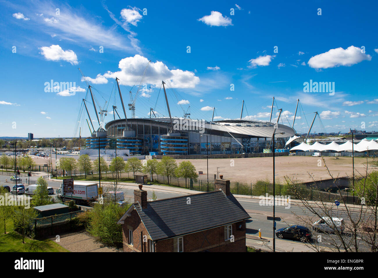 El estadio Etihad Stadium en Manchester, Reino Unido. Foto de stock