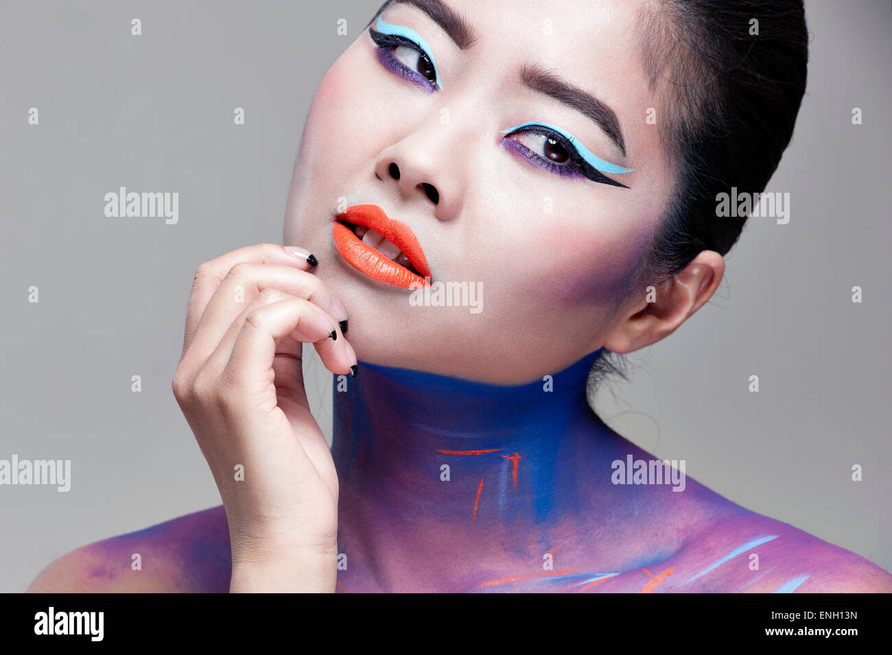 Creative maquillaje Belleza retrato de joven mujer de Asia Oriental Foto de stock