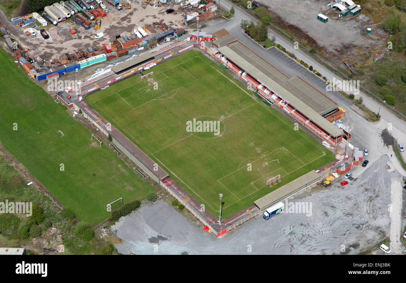 Vista aérea de Witton Albion home fútbol Wincham Park en Northwich, Cheshire, Reino Unido Foto de stock