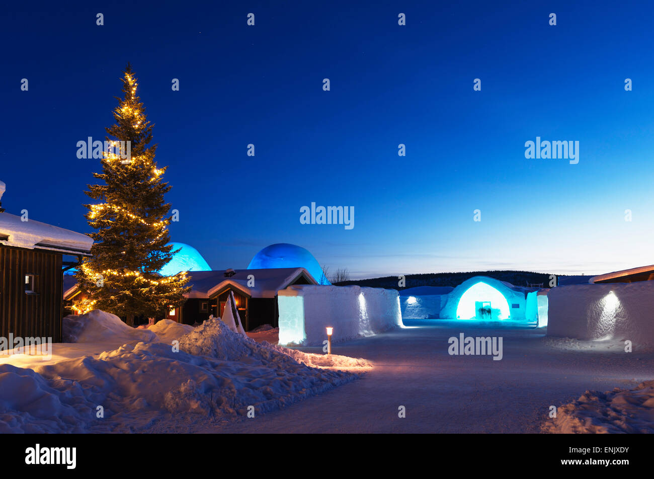 Hotel de Hielo, Kiruna, Laponia, el Círculo Polar Ártico, Suecia, Escandinavia, Europa Foto de stock