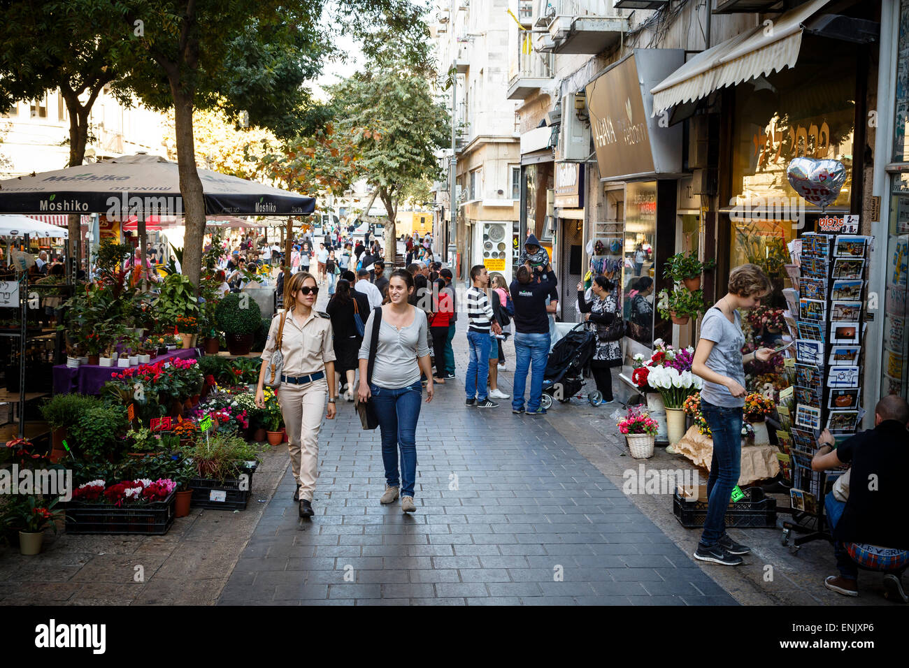 Calle peatonal Ben Yehuda, en Jerusalén, Israel, Oriente Medio Foto de stock