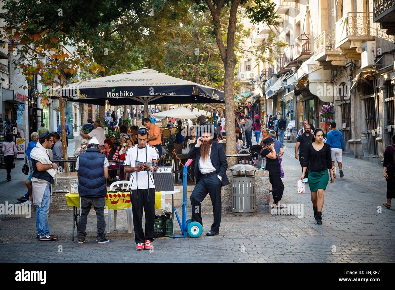 Calle peatonal Ben Yehuda, en Jerusalén, Israel, Oriente Medio Foto de stock
