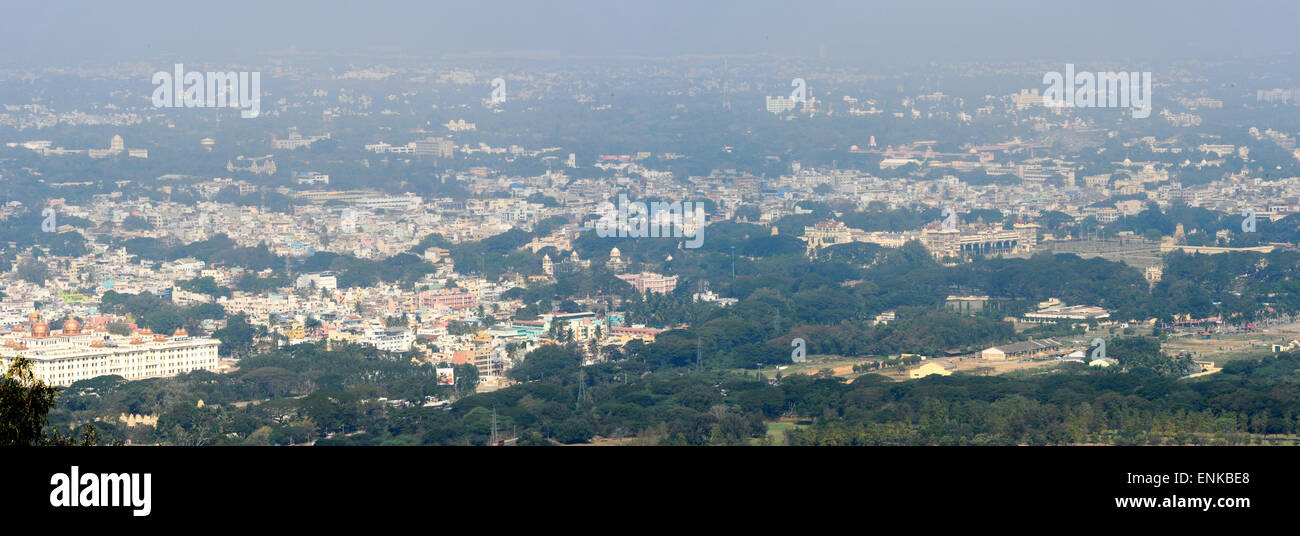 Vista panorámica de la ciudad de Mysore en India Foto de stock