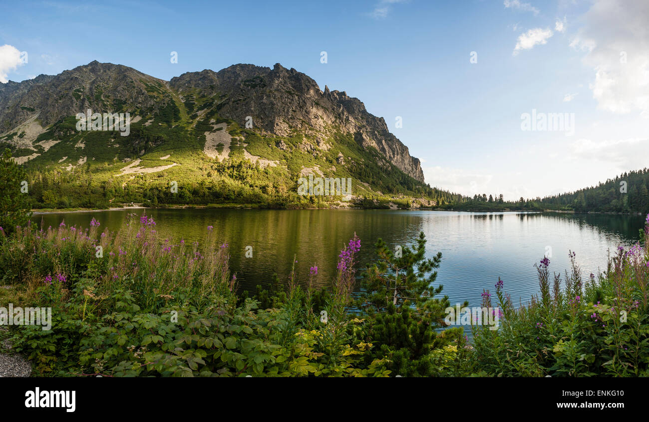 Eslovaquia, Tatry, Zabie Pleso. Lago Mounain en tarde de otoño Foto de stock