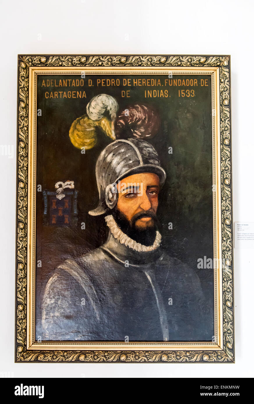 Retrato de Pedro de Heredia, fundador de Cartagena de Indias Colombia Sudamérica Foto de stock