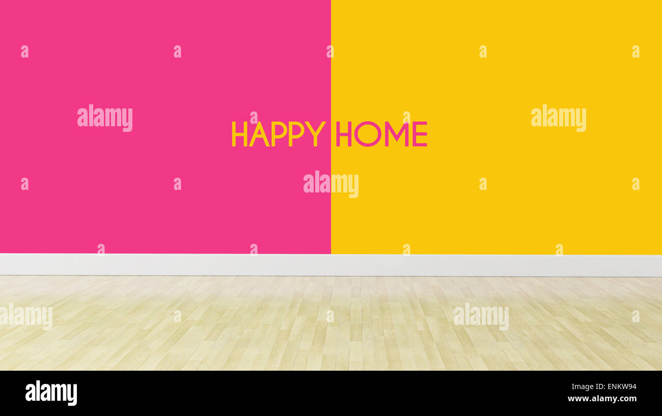 Feliz Inicio Concepto Paredes De Color Dual Con Pisos De Madera