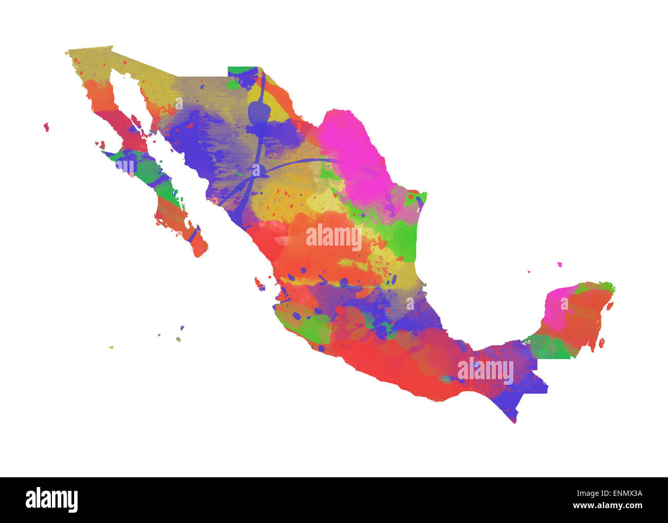 México mapa de acuarela. Hermoso Arte / pared Decoracion Lienzos Imagen. gran presentación en empresariales y personales se Foto de stock