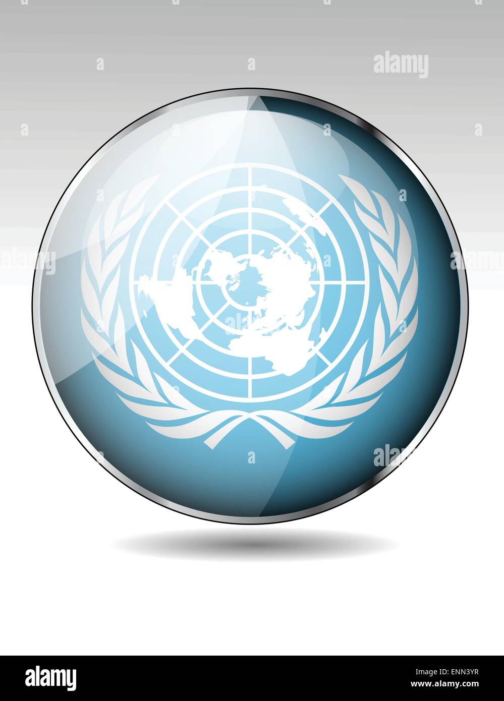 Botón de la bandera de las Naciones Unidas Ilustración del Vector