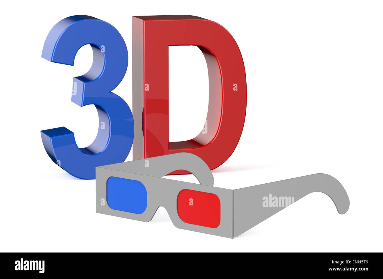Concepto de 3D con gafas aislado sobre fondo blanco. Foto de stock
