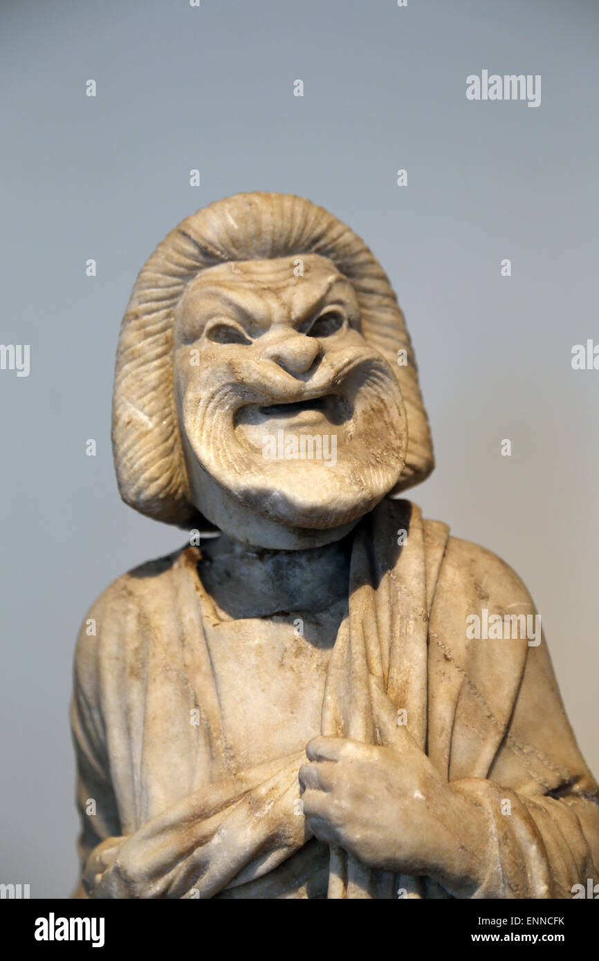 Estatua de mármol de un actor. Romano, época imperial. 1ª-2ª siglo DC. Un anciano de la comedia. Museo Metropolitano. Nueva York, EE.UU. Foto de stock