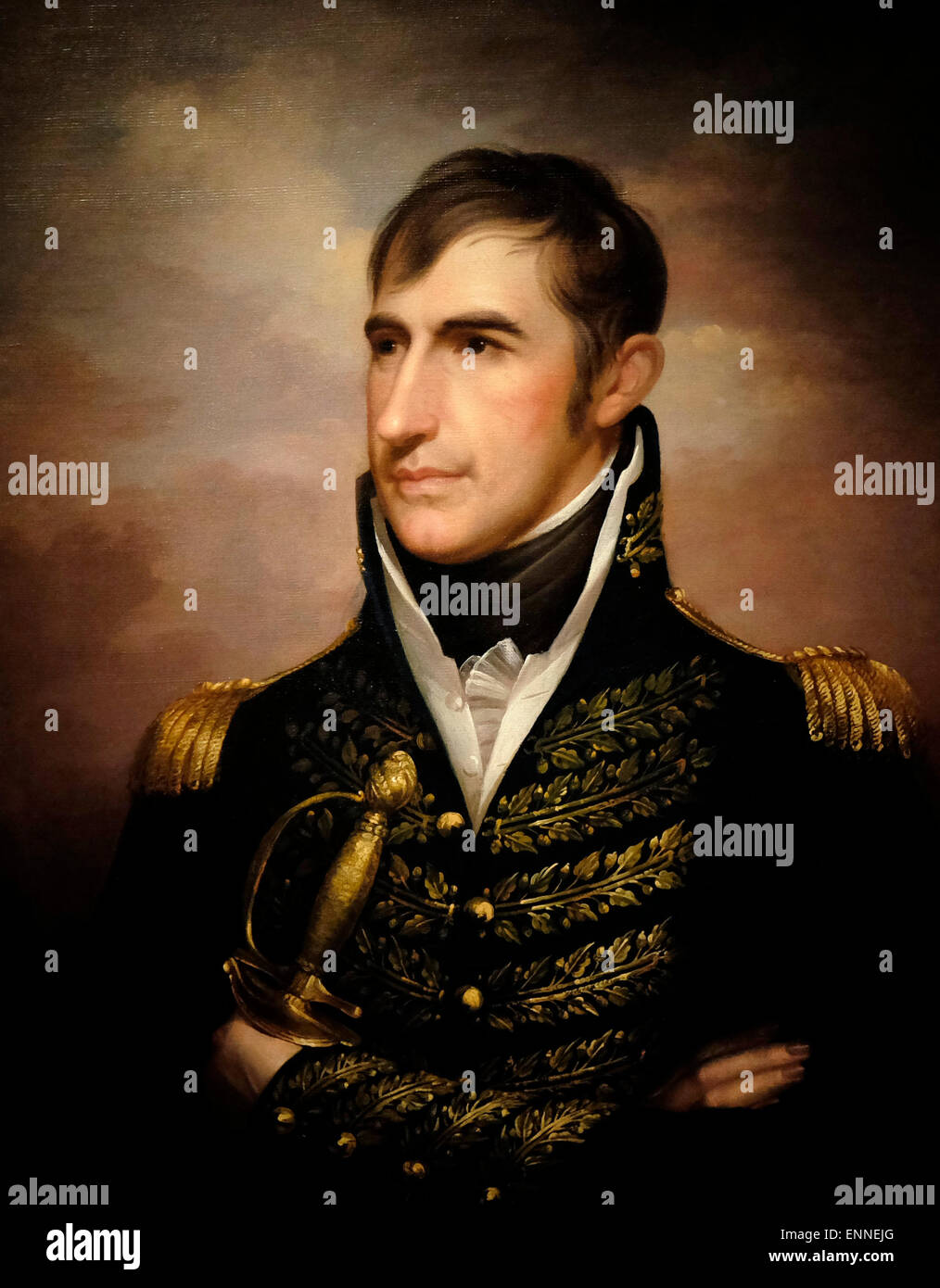 El General William Henry Harrison durante la guerra de 1812 Foto de stock