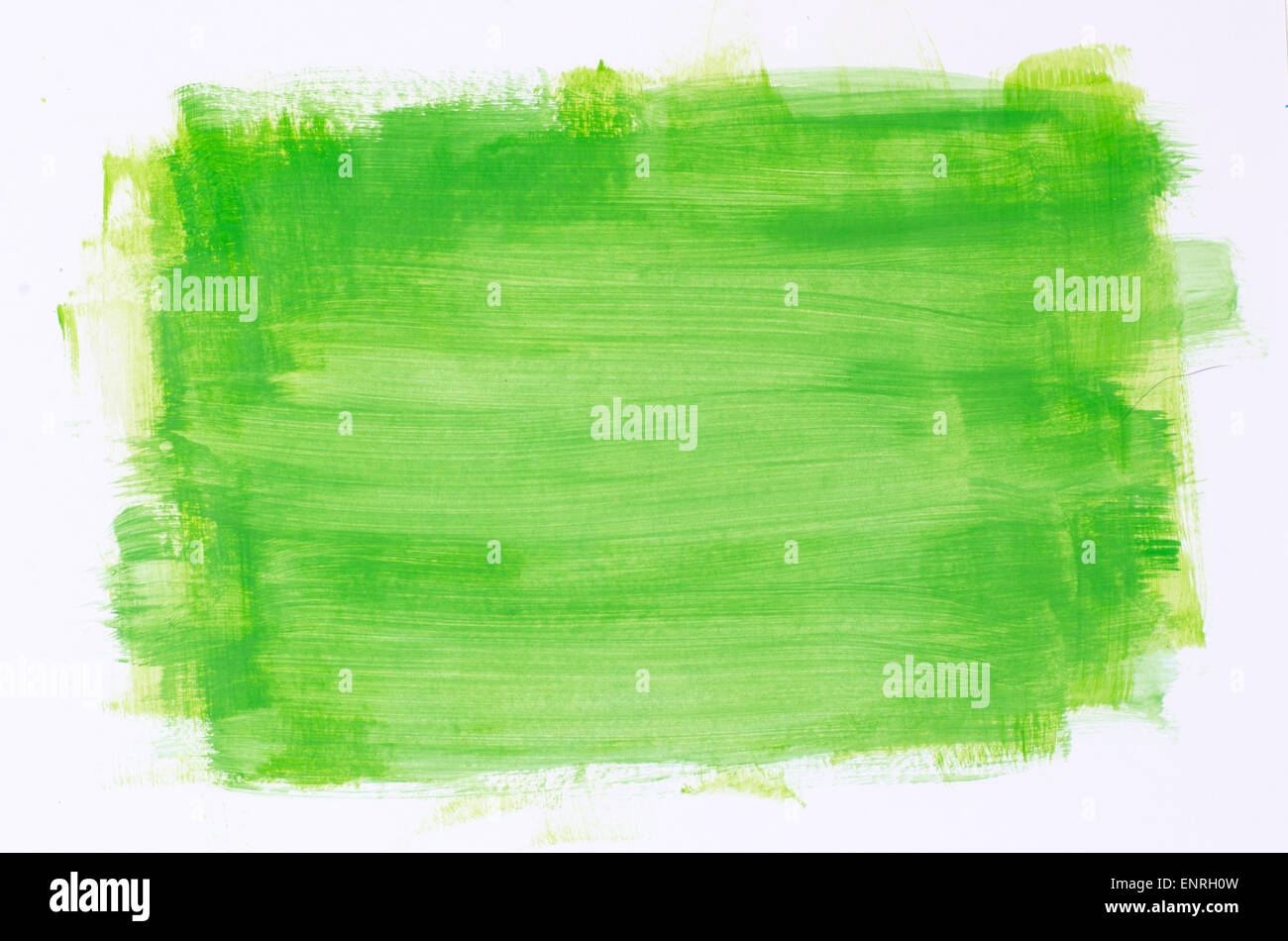 Pintura acuarela textura verde sobre fondo blanco. Foto de stock
