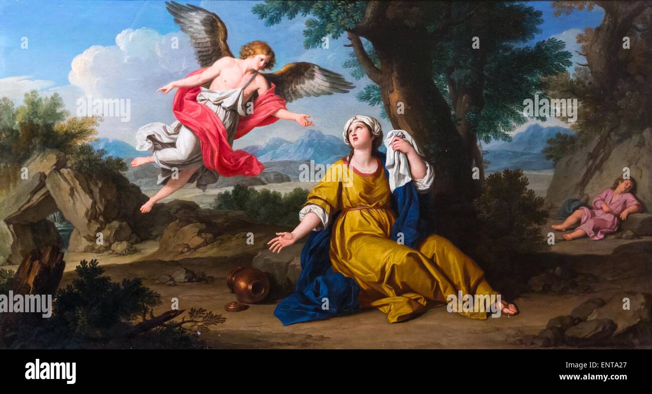 Agar y el ángel 02/10/2013 - Colección del siglo XVIII. Foto de stock