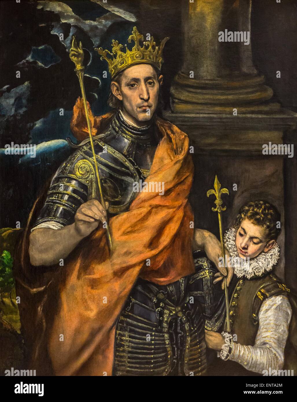 Saint Louis (Luis IX de Francia), el rey de Francia y una página 02/10/2013 - Colección del siglo XVI. Foto de stock