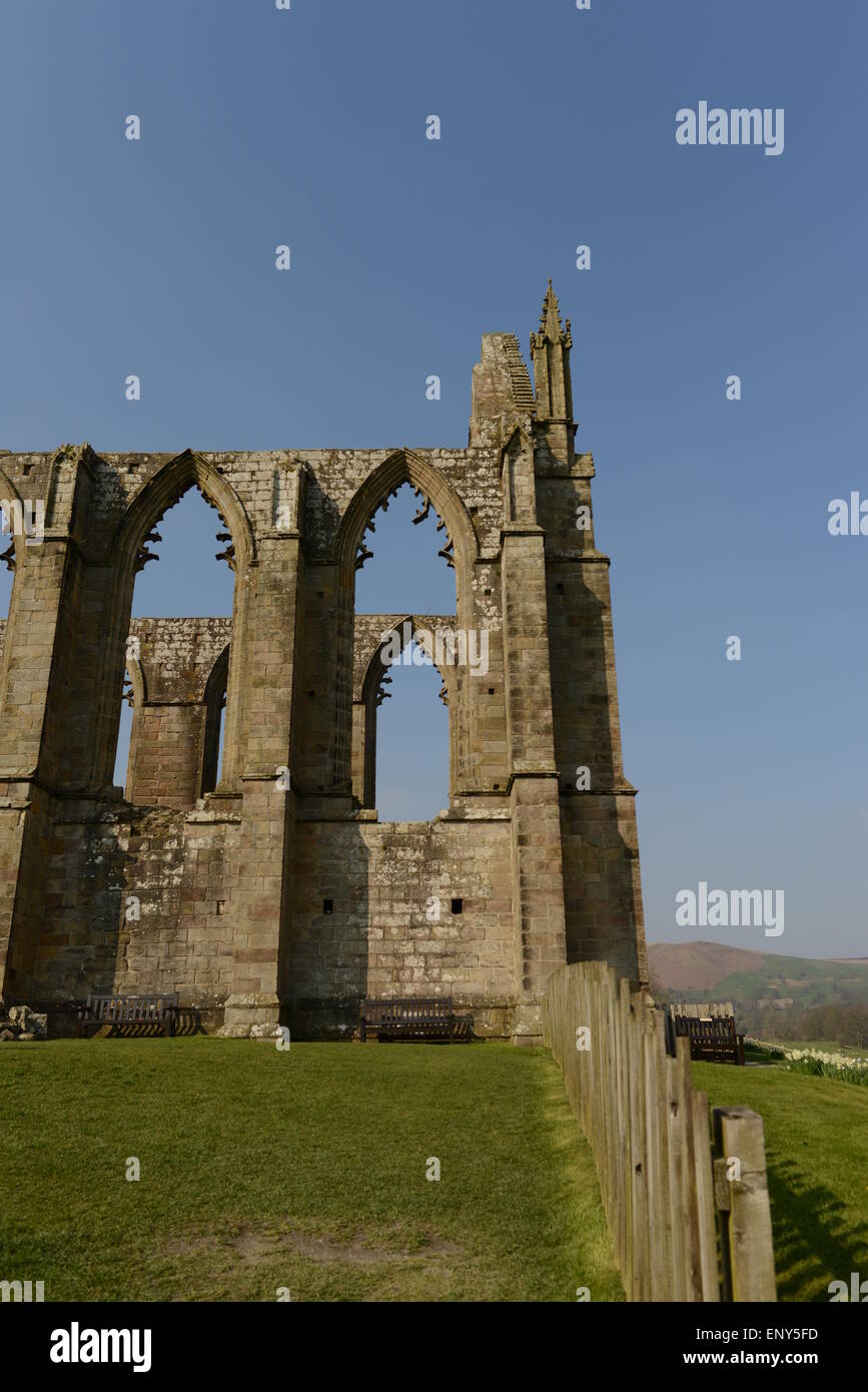 Ruina del siglo XI en el Bolton Abbey North Yorkshire Foto de stock