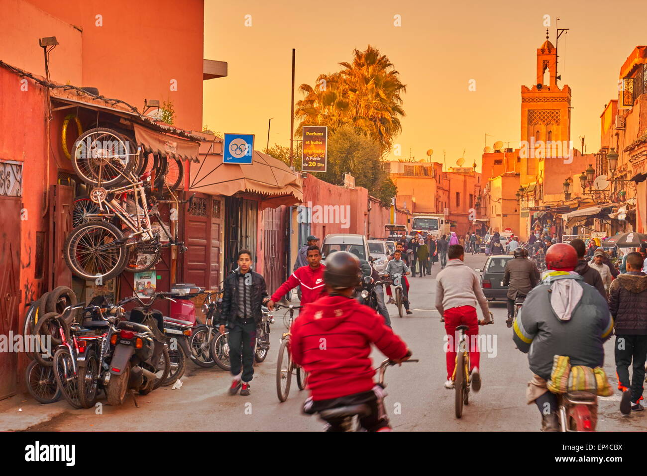 El distrito de Medina de Marrakech, Marruecos Foto de stock