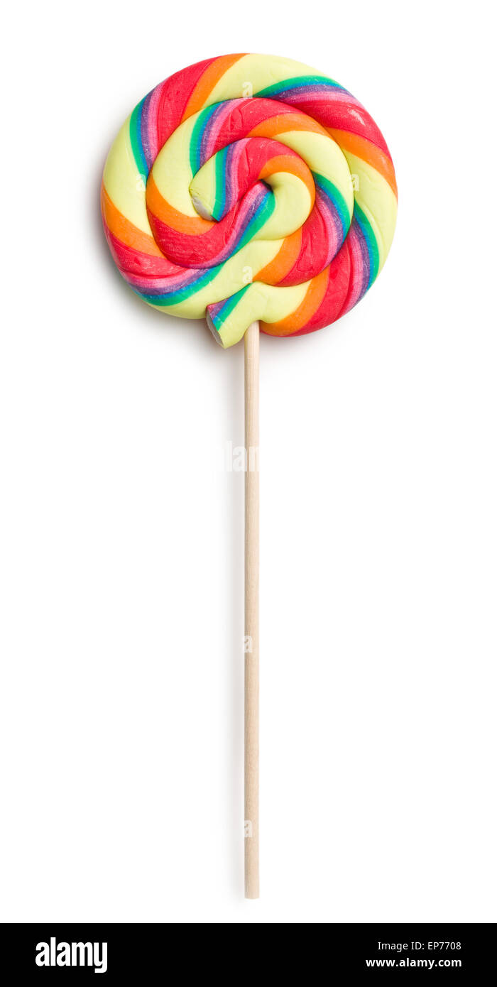 Lollipop swirl sobre fondo blanco. Foto de stock