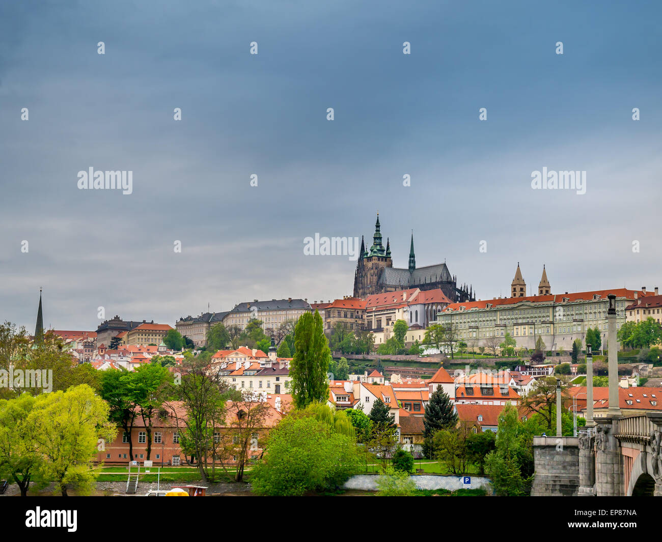 Vista panorámica del castillo de Praga, Praga, República Checa Foto de stock