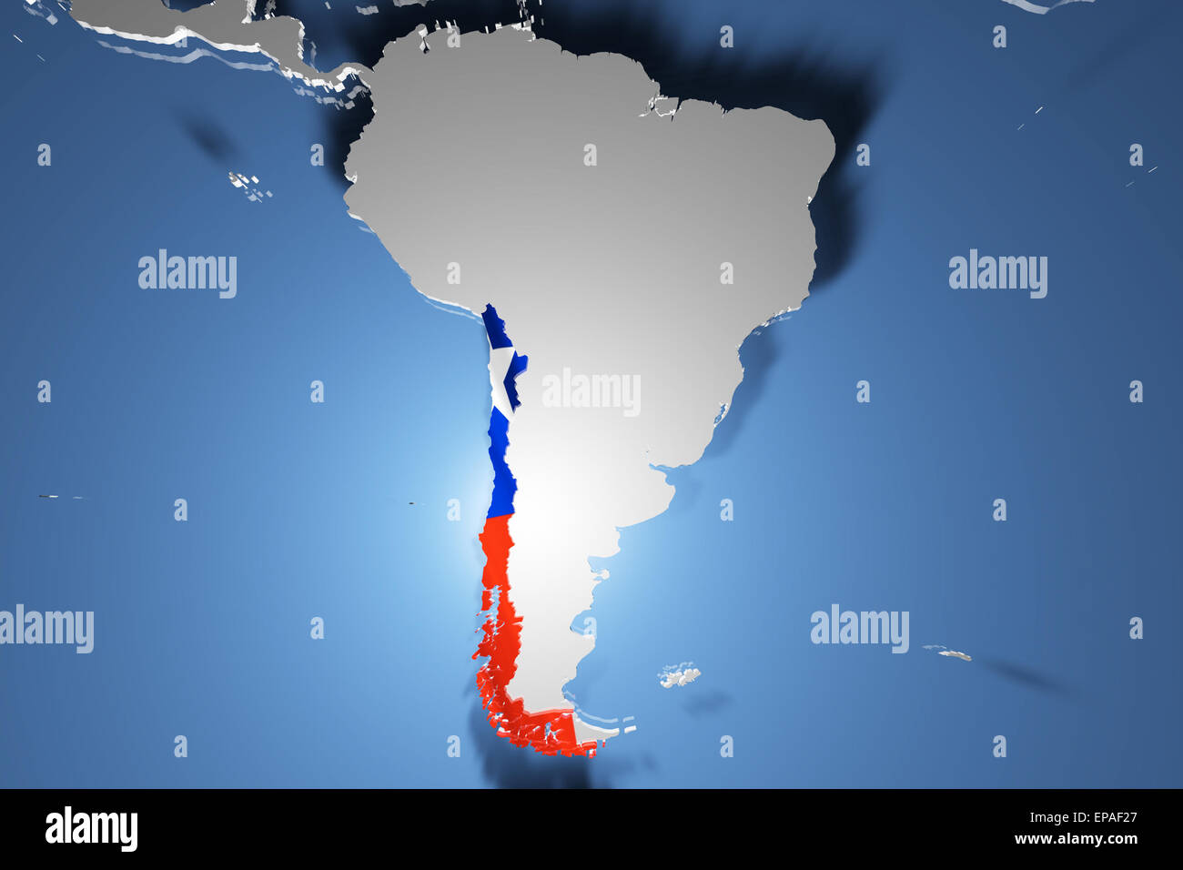 País de Chile en 3D Mapa diseñado con la bandera del país ilustración